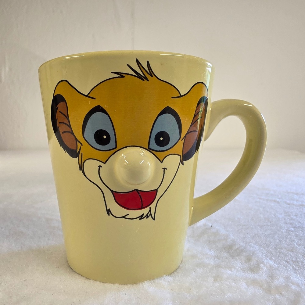 Disney Lion King Simba Yellow Ceramic Coffee Mug‎ 3D Nose Detail Collectible Cup